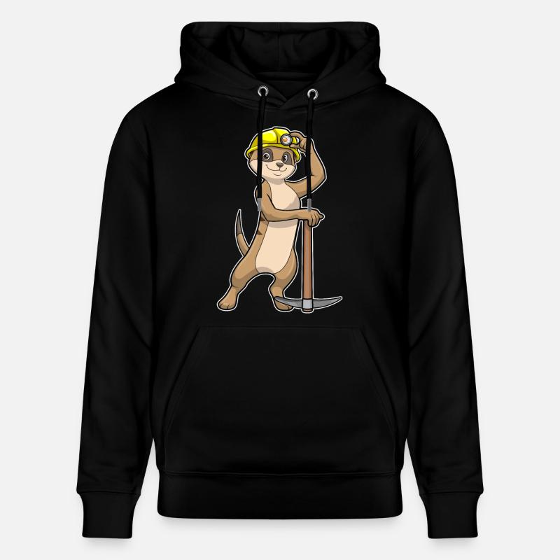 Erdmännchen als Bergarbeiter mit Spitzhacke - Stanley/Stella Unisex Bio-Hoodie CRUISER - Schwarz
