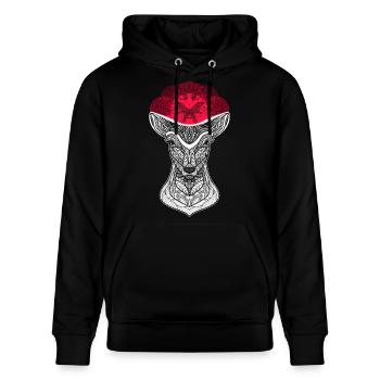 Schwarzwaldmädel Schwarzwaldmaidli Bollenhut Reh - Stanley/Stella Unisex Bio-Hoodie CRUISER  - Schwarz - Vorne - Alina (178cm) & Michal (187cm)