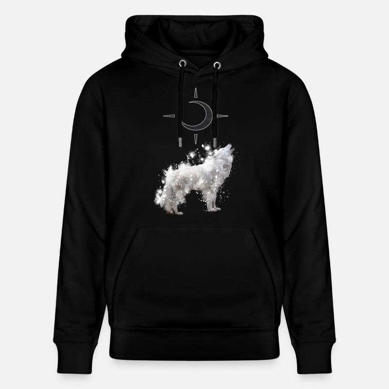 Wolf's Kunst mit Halbmond - Stanley/Stella Unisex Bio-Hoodie CRUISER - Schwarz