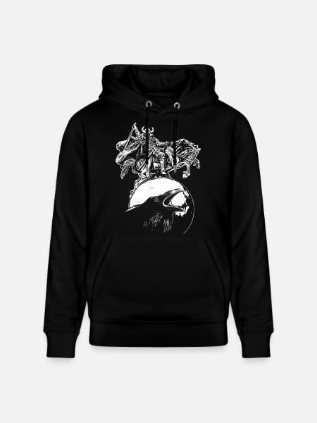 Vikinger på hesteryg på ravn i fuldmåne - Stanley/Stella CRUISER økologisk unisex-hoodie - sort