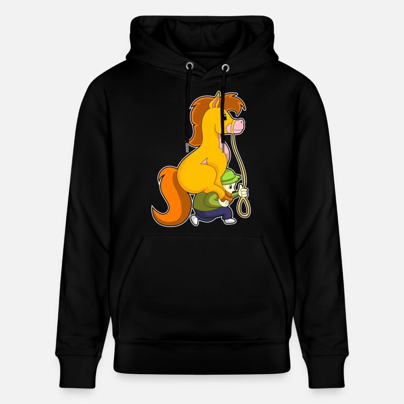 Cheval avec garçon - Sweat à capuche bio CRUISER Stanley/Stella Unisexe - noir