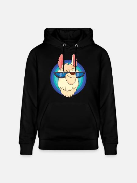 Cool llama with cool glasses - Stanley/Stella CRUISER Unisex Organic Hoodie - black