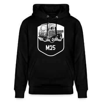 Multicar M25 - DDR - Klassiker - Stanley/Stella Unisex Bio-Hoodie CRUISER  - Schwarz - Vorne - Alina (178cm) & Michal (187cm)
