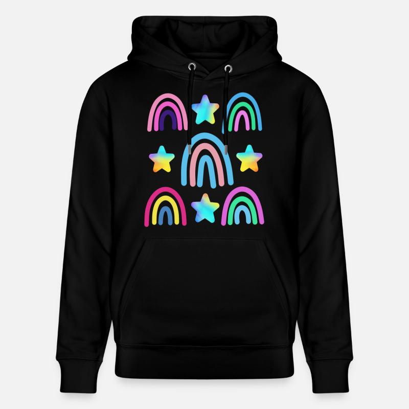 bunter Regenbogen und Sterne - Stanley/Stella Unisex Bio-Hoodie CRUISER - Schwarz
