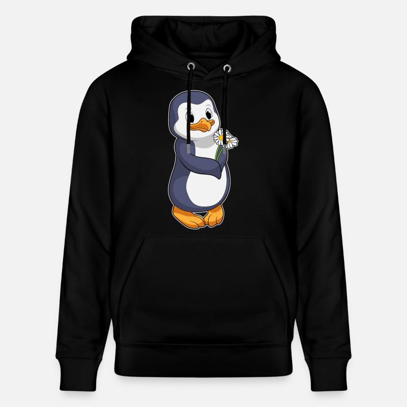 Pinguin mit Gänseblümchen - Stanley/Stella Unisex Bio-Hoodie CRUISER - Schwarz
