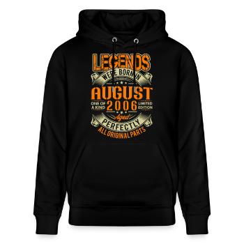 2006 August Birthday Legend - Stanley/Stella CRUISER Unisex Organic Hoodie - black - Front - Alina (178cm) & Michal (187cm)