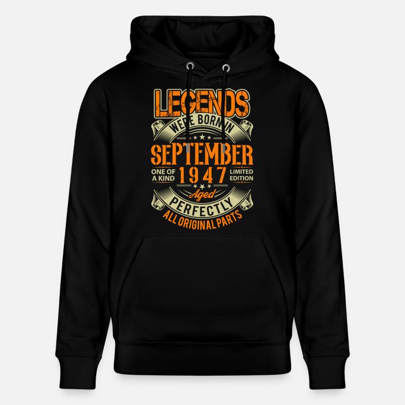 1947 Septembre Légende d’anniversaire - Sweat à capuche bio CRUISER Stanley/Stella Unisexe - noir