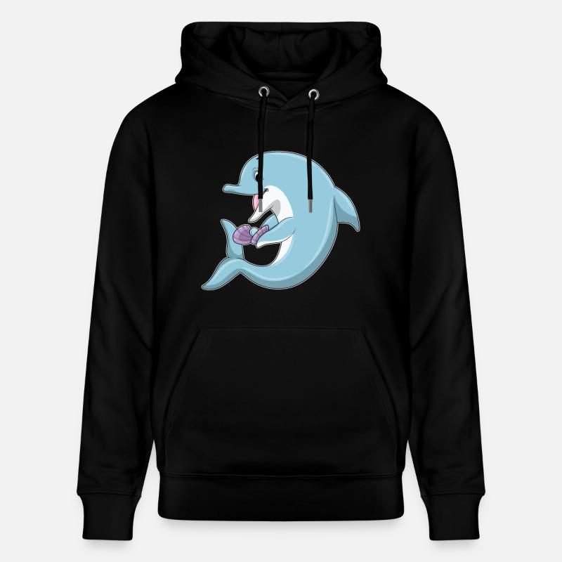 Delfin mit Perle - Stanley/Stella Unisex Bio-Hoodie CRUISER  - Schwarz