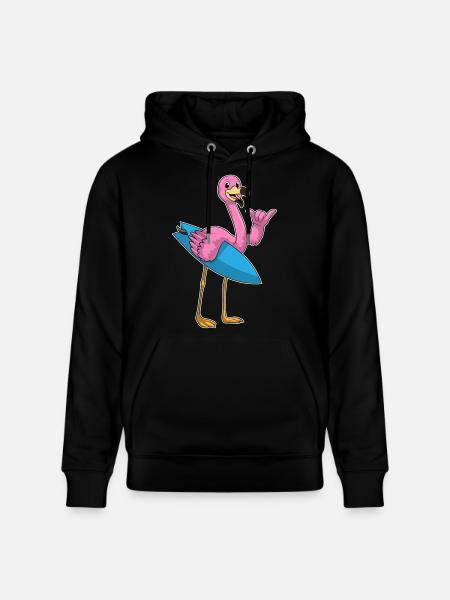Flamingo Surfing Surfboard Summer - Stanley/Stella CRUISER Unisex Organic Hoodie - black