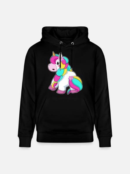 Unicorn Flower - Stanley/Stella CRUISER Unisex Organic Hoodie - black