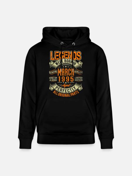 1995 March Birthday Legend - Stanley/Stella CRUISER Unisex Organic Hoodie - black