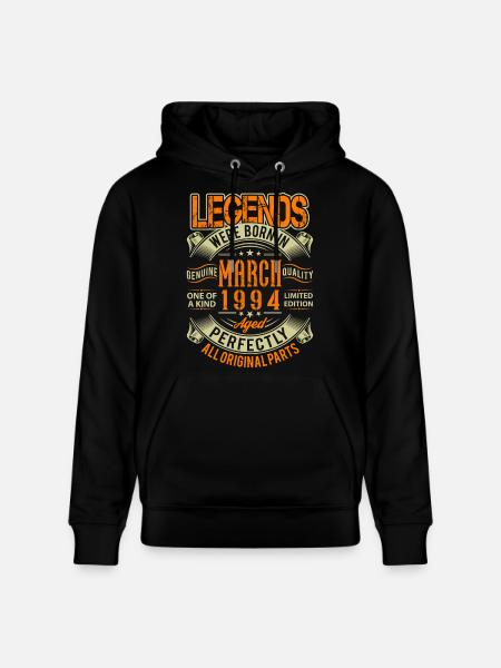 1994 March Birthday Legend - Stanley/Stella CRUISER Unisex Organic Hoodie - black