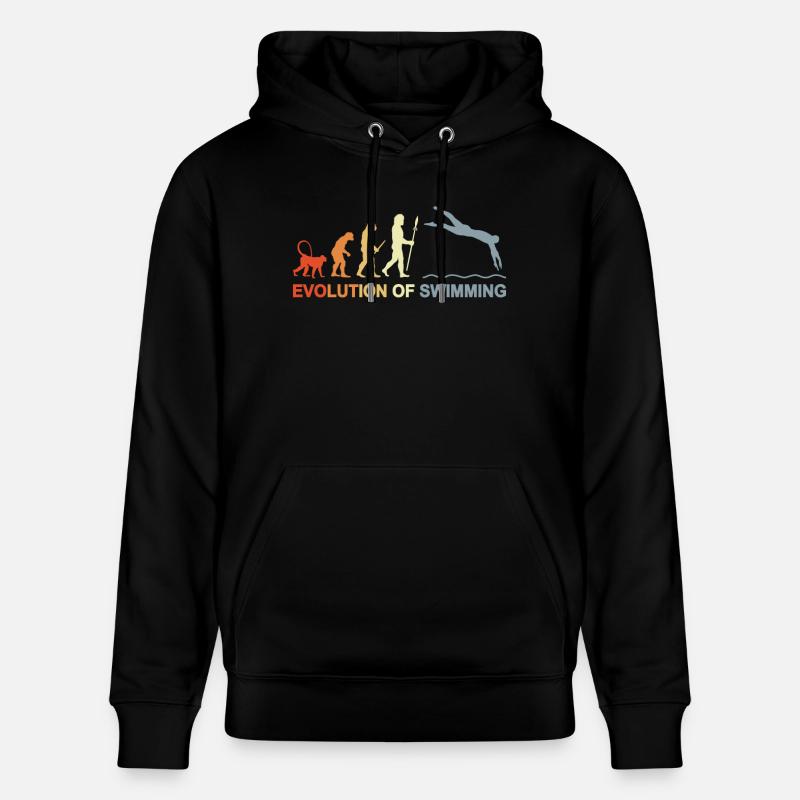 Évolution de la natation - Sweat à capuche bio CRUISER Stanley/Stella Unisexe - noir