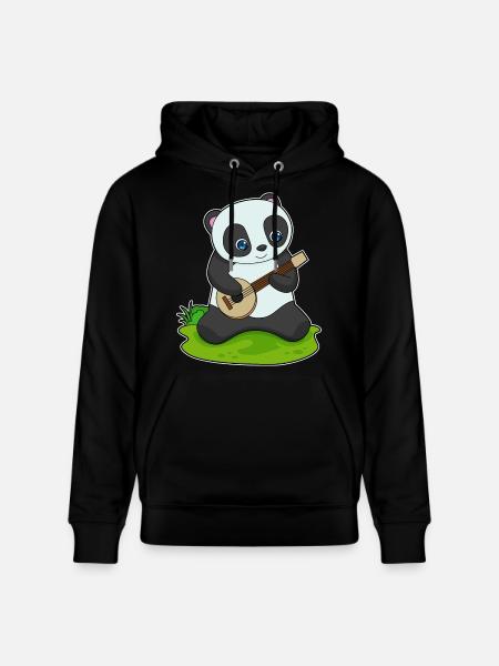 Panda Musician Guitar Music - Stanley/Stella CRUISER Unisex Organic Hoodie - black