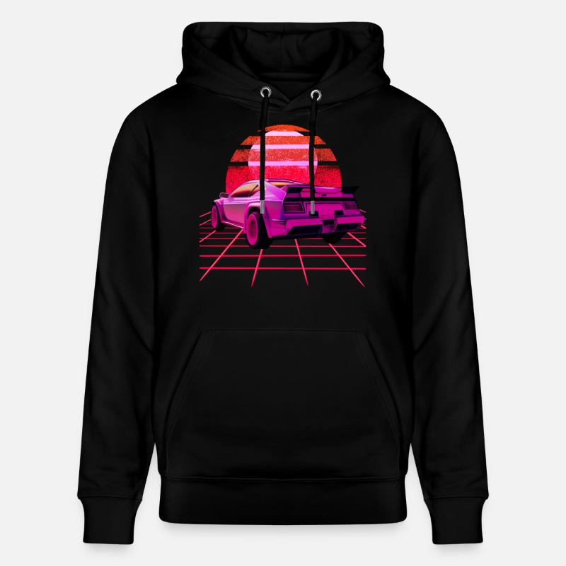 Retro Wave super Car Sunset - Stanley/Stella Unisex Bio-Hoodie CRUISER  - Schwarz