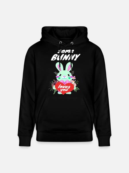 cute easter bunny in love - Stanley/Stella CRUISER Unisex Organic Hoodie - black