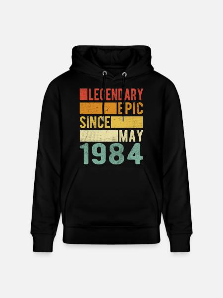 Birthday May 1984 Legendary epic - Stanley/Stella CRUISER Unisex Organic Hoodie - black
