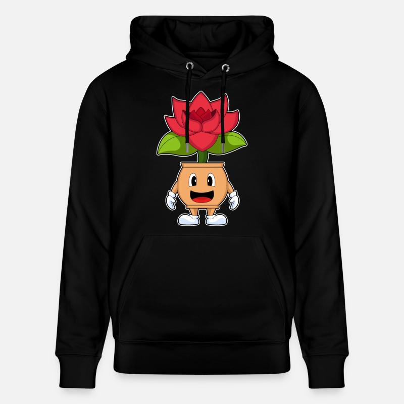 Fleurs roses en pot de fleurs - Sweat à capuche bio CRUISER Stanley/Stella Unisexe - noir