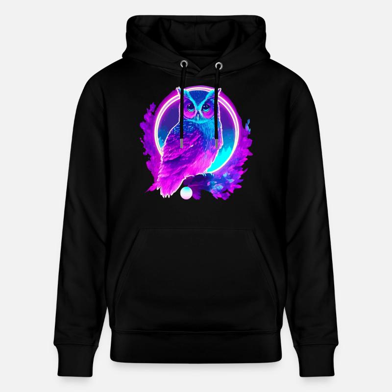 Owl Neon Moon Synthwave - Sweat à capuche bio CRUISER Stanley/Stella Unisexe - noir