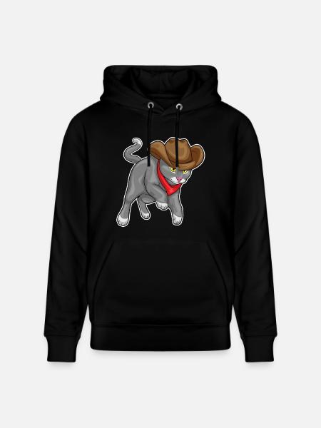 Cat Cowboy Cowboy Hat - Stanley/Stella CRUISER Unisex Organic Hoodie - black