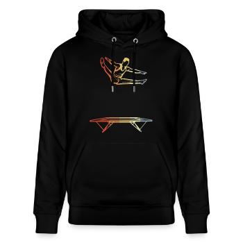 Lustiger Trampolin Junge - Stanley/Stella Unisex Bio-Hoodie CRUISER  - Schwarz - Vorne - Alina (178cm) & Michal (187cm)