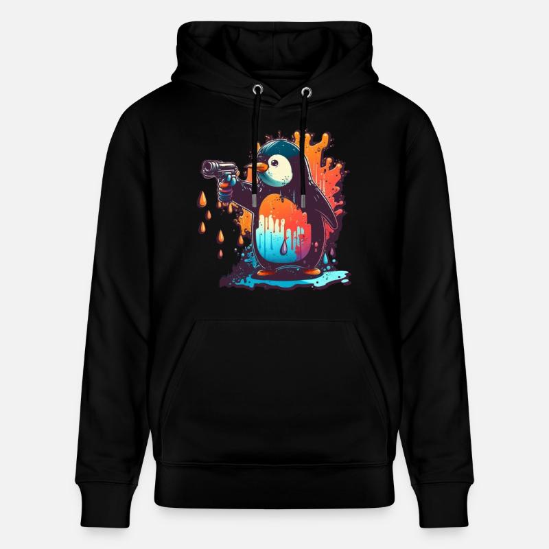 Pingouin avec kolt effiloché - Sweat à capuche bio CRUISER Stanley/Stella Unisexe - noir