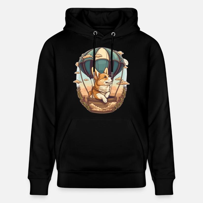 Chien de rêve en montgolfière - Sweat à capuche bio CRUISER Stanley/Stella Unisexe - noir