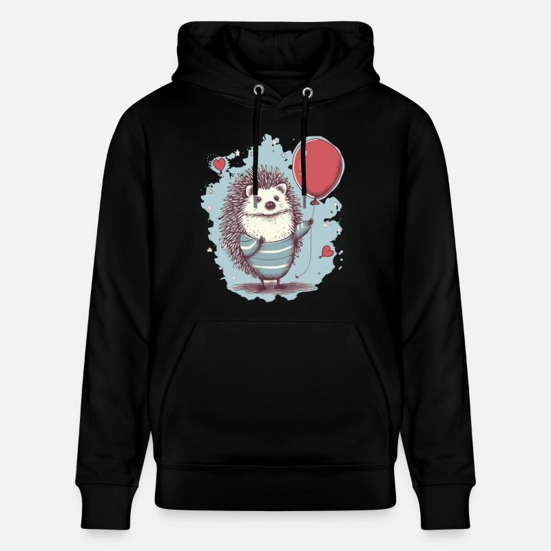 süsser Igel mit Luftballon - Stanley/Stella Unisex Bio-Hoodie CRUISER  - Schwarz