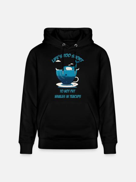 Whale in teacup with lettering - Stanley/Stella CRUISER Unisex Organic Hoodie - black