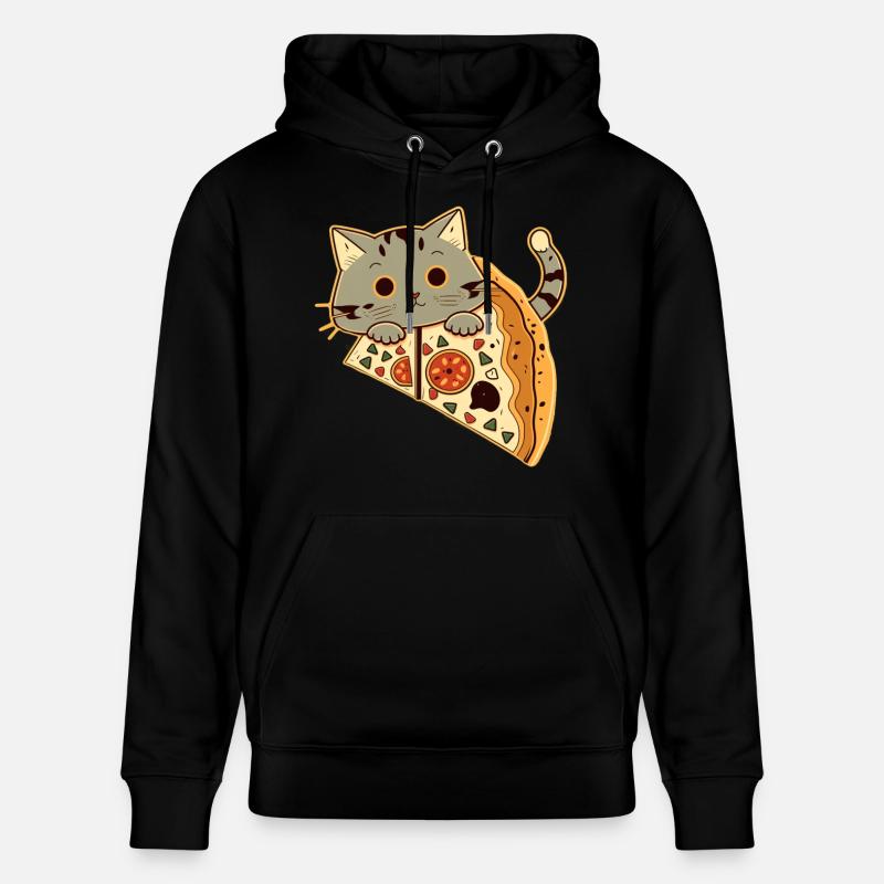 Pizza avec chat - Sweat à capuche bio CRUISER Stanley/Stella Unisexe - noir