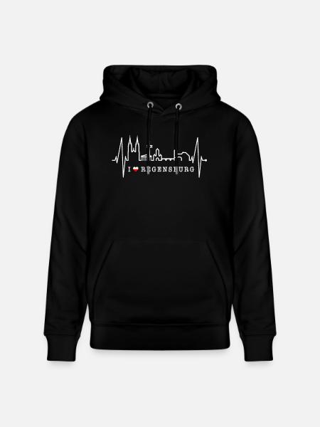 Regensburg Skyline Heartbeat Love Regensburgers - Stanley/Stella CRUISER Unisex Organic Hoodie - black