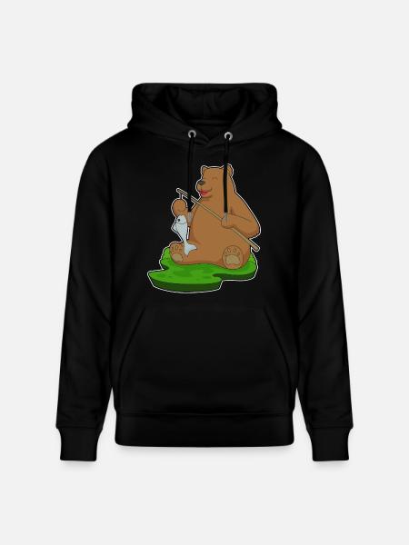 Bear Angler Fish Fishing - Stanley/Stella CRUISER Unisex Organic Hoodie - black