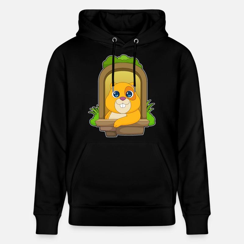 Hamster regarde par la fenêtre - Sweat à capuche bio CRUISER Stanley/Stella Unisexe - noir