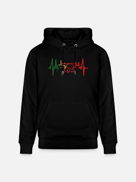 Porto Skyline Heartbeat Portugal Heart Love Porto - Stanley/Stella CRUISER Unisex Organic Hoodie - black