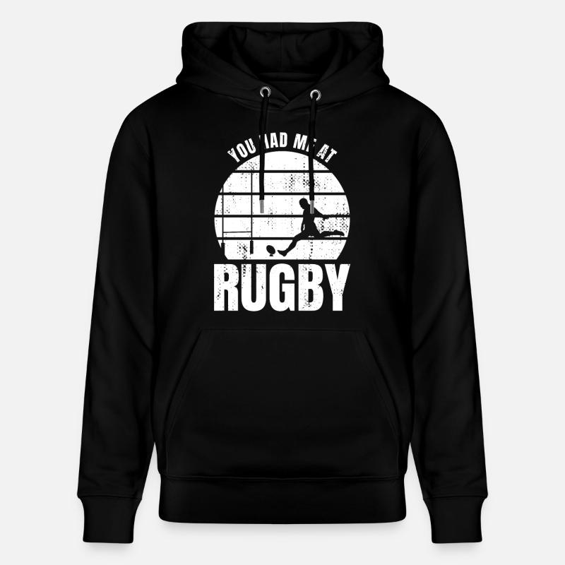 Tu m’as eu au rugby - Sweat à capuche bio CRUISER Stanley/Stella Unisexe - noir