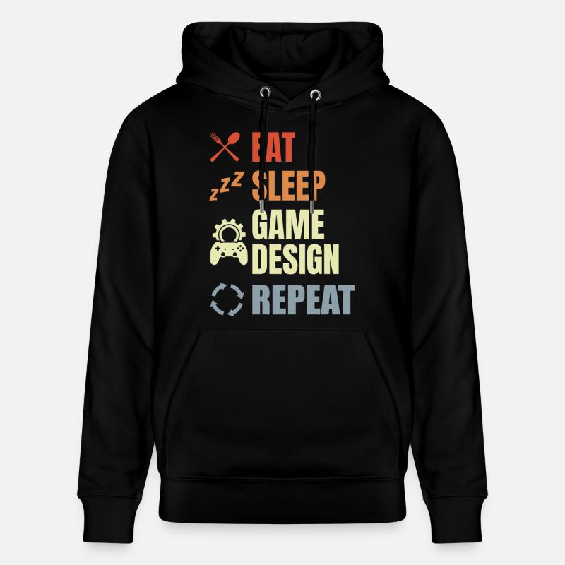 Eat Sleep Game Design Repeat - Stanley/Stella Unisex Bio-Hoodie CRUISER  - Schwarz