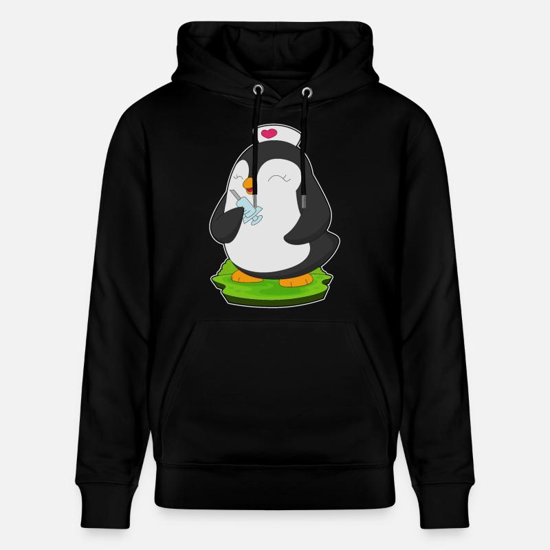 Seringue d’infirmière pingouin - Sweat à capuche bio CRUISER Stanley/Stella Unisexe - noir