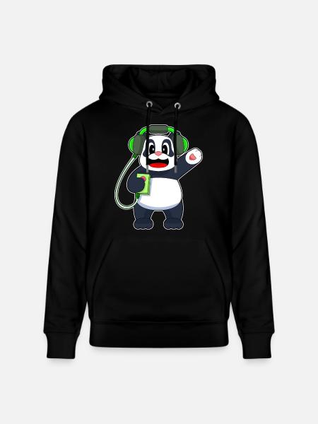 Panda Kopfhörer Musik - Stanley/Stella Unisex Bio-Hoodie CRUISER  - Schwarz
