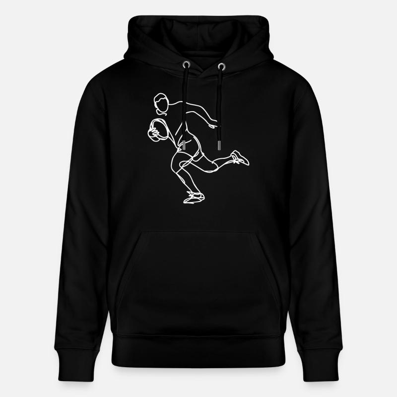 Dessin de joueur de rugby - Sweat à capuche bio CRUISER Stanley/Stella Unisexe - noir