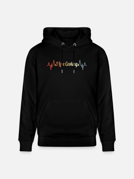 I Love Cooking Heart Line - Stanley/Stella CRUISER Unisex Organic Hoodie - black