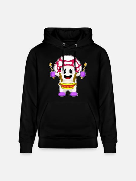 Mushroom Musician Drum Music - Stanley/Stella CRUISER Unisex Organic Hoodie - black
