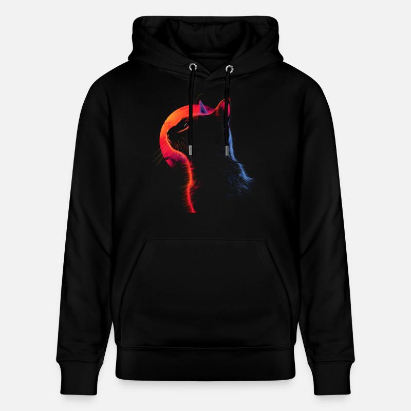 Chat Look rétro - Sweat à capuche bio CRUISER Stanley/Stella Unisexe - noir