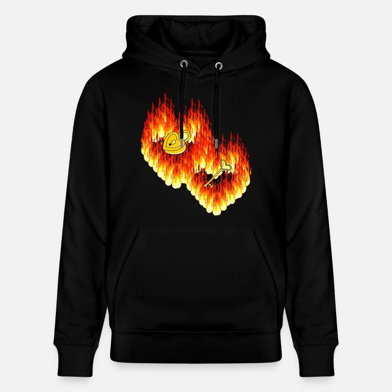 Cœurs Flamme Amour Relation Saint-Valentin - Sweat à capuche bio CRUISER Stanley/Stella Unisexe - noir