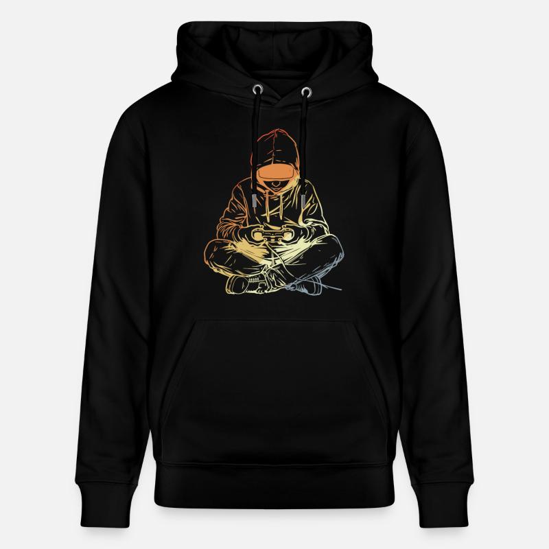 Gamer dessinant un look rétro - Sweat à capuche bio CRUISER Stanley/Stella Unisexe - noir