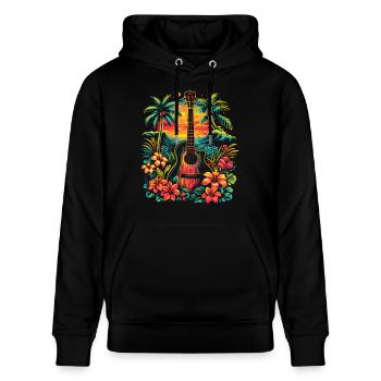 Guitar Illustration - Stanley/Stella CRUISER Unisex Organic Hoodie - black - Front - Alina (178cm) & Michal (187cm)
