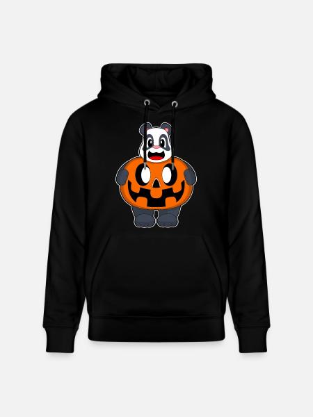 Panda Halloween Pumpkin - Stanley/Stella CRUISER Unisex Organic Hoodie - black