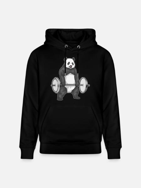 Panda Bodybuilder Barbell Bodybuilding - Stanley/Stella CRUISER Unisex Organic Hoodie - black