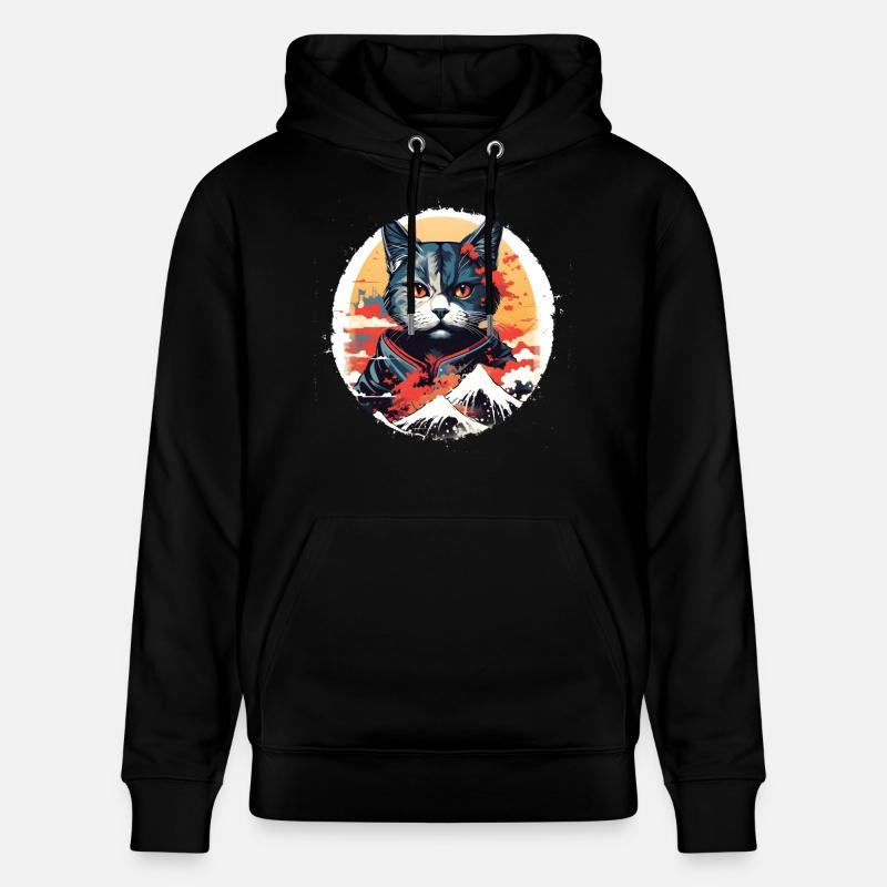 Style manga chat - Sweat à capuche bio CRUISER Stanley/Stella Unisexe - noir