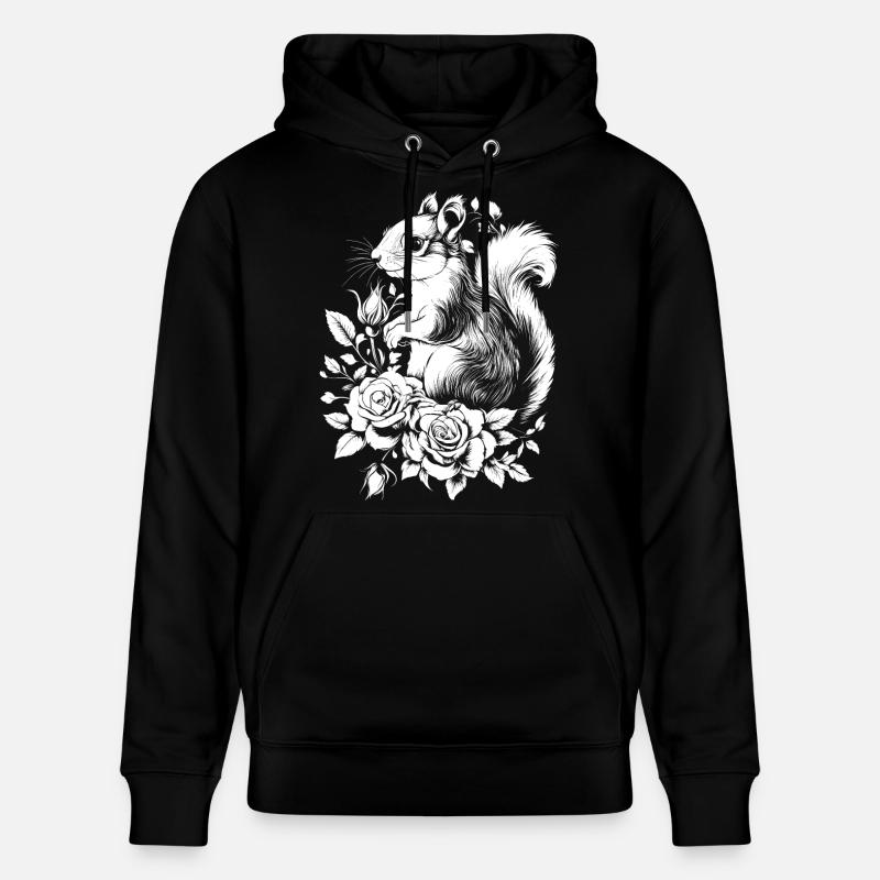 Eichhörnchen Ästhetik Rose Blumen Hörnchen - Stanley/Stella Unisex Bio-Hoodie CRUISER - Schwarz