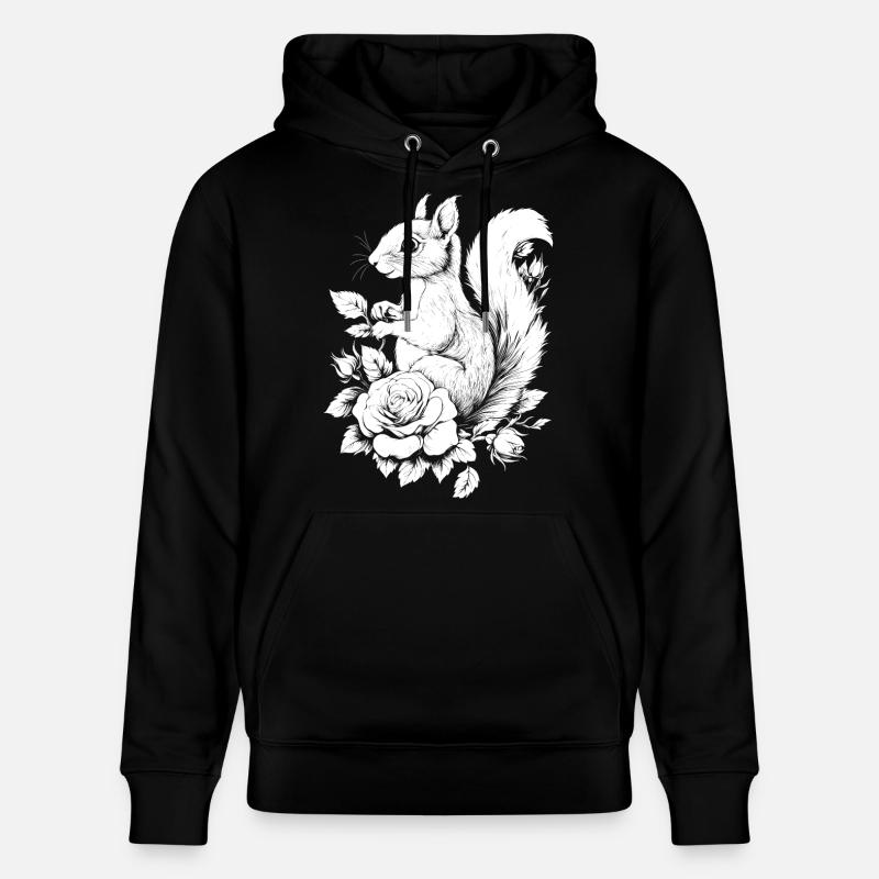 Eichhörnchen Blumen Rose Ästhetik Hörnchen - Stanley/Stella Unisex Bio-Hoodie CRUISER - Schwarz